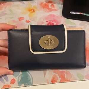 Kate Spade Navy Wallet with Gold Clasp
